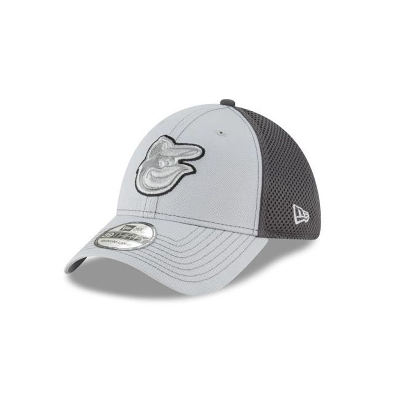 MLB Baltimore Orioles Grayed Out Neo 39Thirty Stretch Fit (YFX0126) - Grey New Era Caps